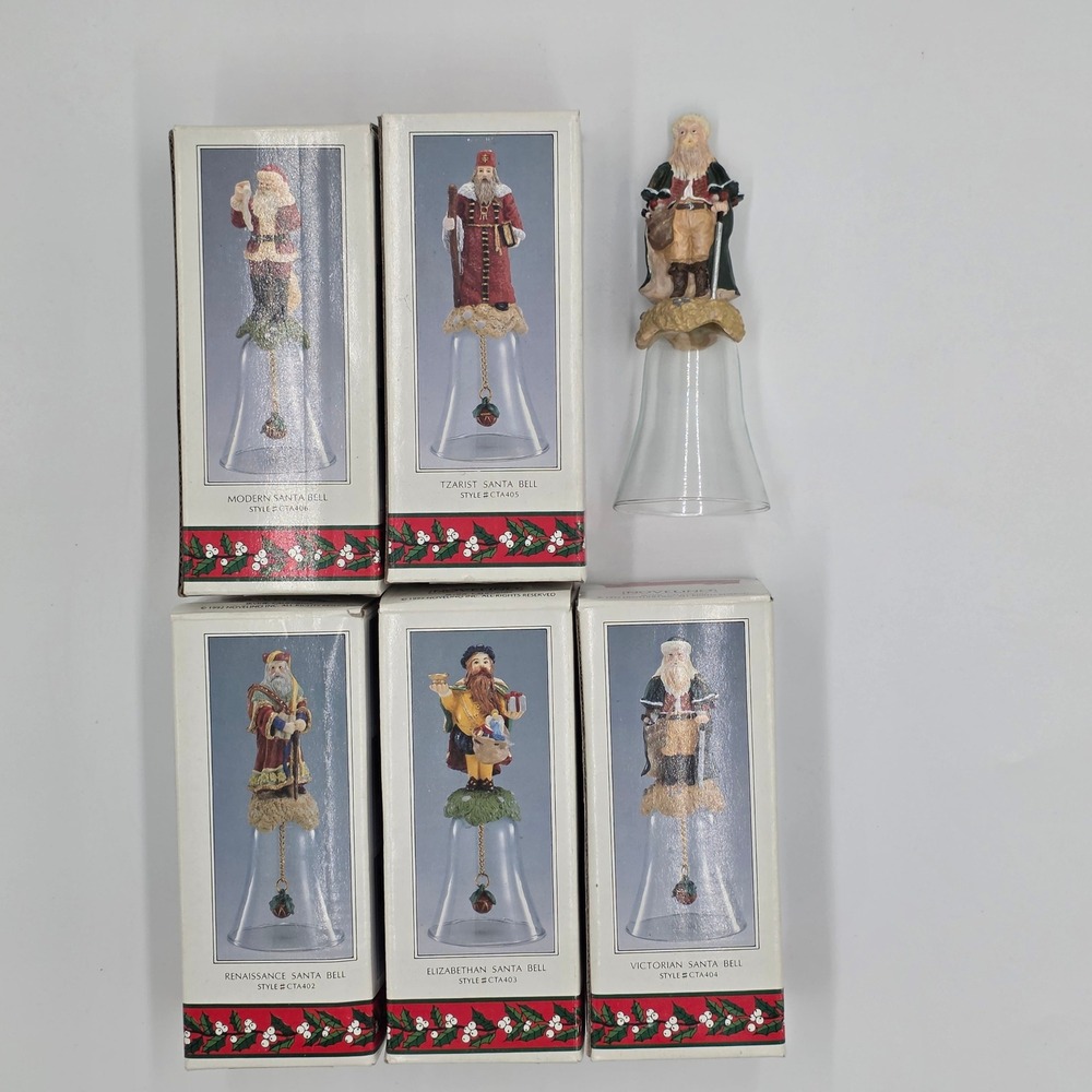 Novelino Christmas Thru The Ages Santa Bell Set of 6 Vintage 1992‎ CTA402-406